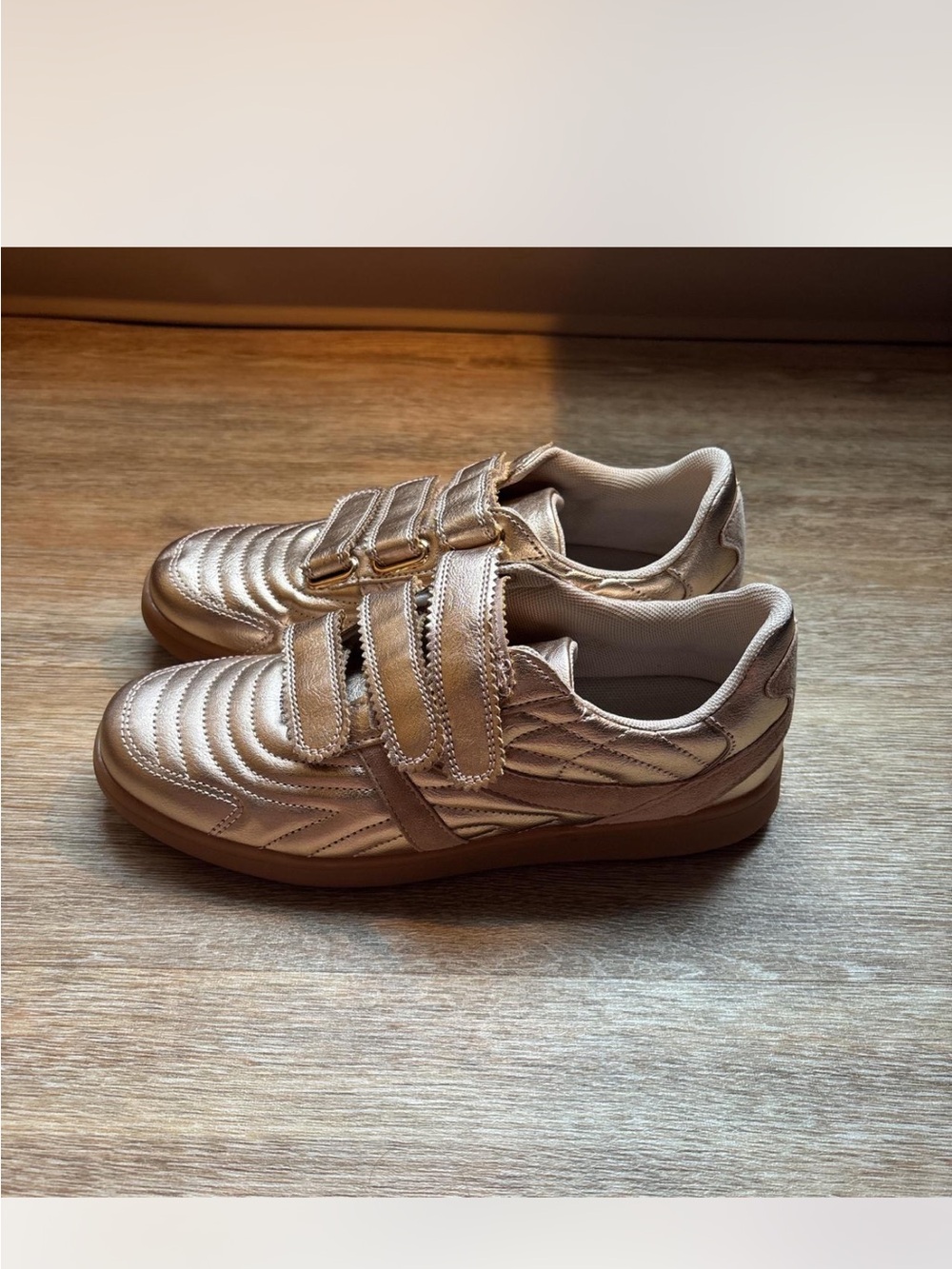 Steve Madden Metallic Rose Gold Velcro Sneakers